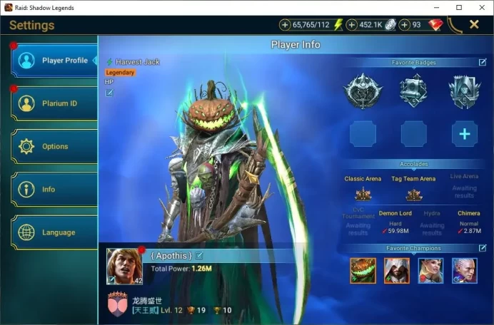 Lv42 1,2M Power|1 Mythic(Siegfrund)|22 Legend(Ninja,Alice,Rathalos,Dknight,Xenomorph,Wukong,Ezio,Etc)65K Energy|Plarium(RSL1448)