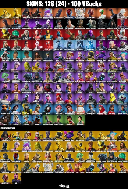 128 skins | Astroworld Cyclone | Gold Midas | Gold Brutus | Spider-Man | Ronin (Cape) | BLACK ETERNAL KNIGHT | A2705