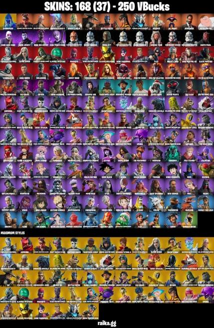 168 skins | John Wick | Eren Jaeger | Peter Griffin | Andromeda | Burning Ambition Valeria | Collector Kado Thorne | A2715