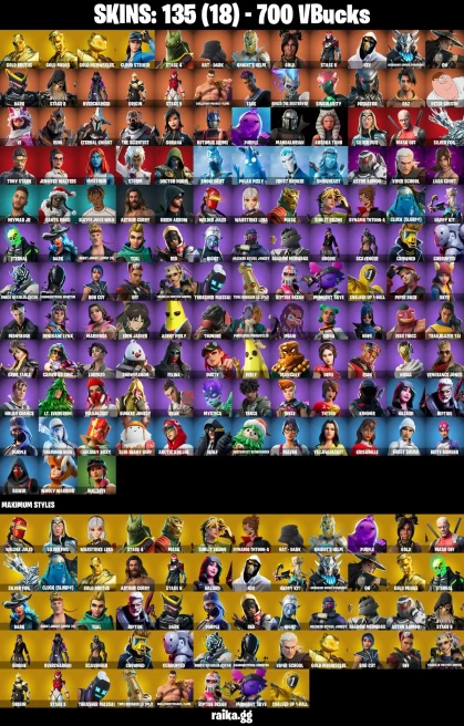 135 skins | Lara Croft | Gold Midas | Gold Brutus | Eren Jaeger | Peter Griffin | Mandalorian | Take The Elf | A2718