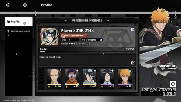 Sv SEA Nuverse |Lv22|3 SRR(Kaname,Byakuya,Ikkaku)10 SR(Uryu A3,Yachiru A2,Renji A2,Chad A2,Ururu A1,)Google(BSR750)
