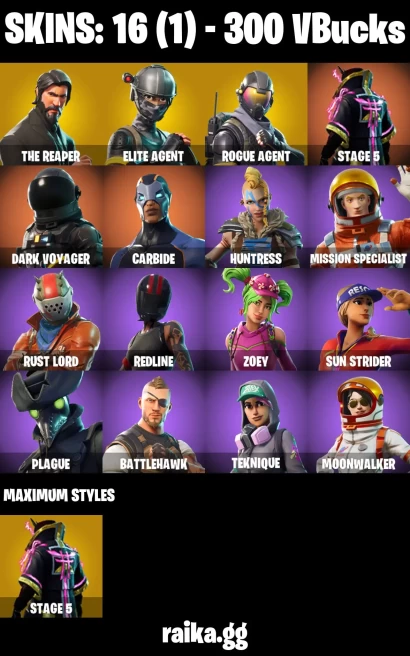 16 skins | The Reaper | Take The L | Orange Justice | Elite Agent | Rogue Agent | Mako | STAGE 5 | Dark Voyager | A2777