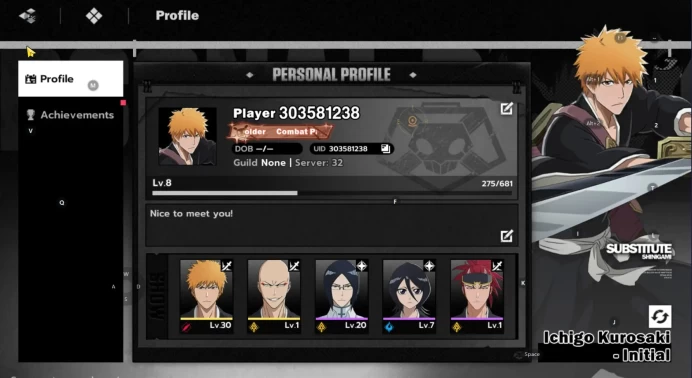 Sv SEA Nuverse |Lv8|2 SRR(Ichigo+Ikkaku)7SR(Uryu,Renji,Chad,Orihime,Etc)|Select on|Log Google(BSR747)