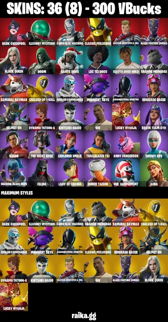 36 skins | Dark Gwenpool | Illusory Mysterio | Camo War Machine | Classic Peelverine | Captain Jones (Pen & Ink) | A2851