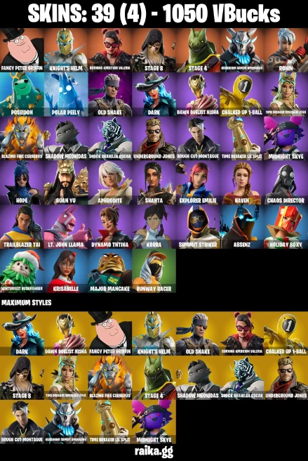 39 skins | Take The Elf | Fancy Peter Griffin | Knight's Helm | Burning Ambition Valeria | STAGE 8 | STAGE 4 | A2858