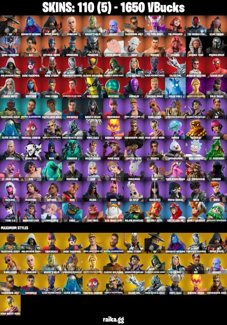 110 skins | Astroworld Cyclone | Peter Griffin | Mandalorian | Spider-Man | Spider-Man (No Way Home) | On | A2931