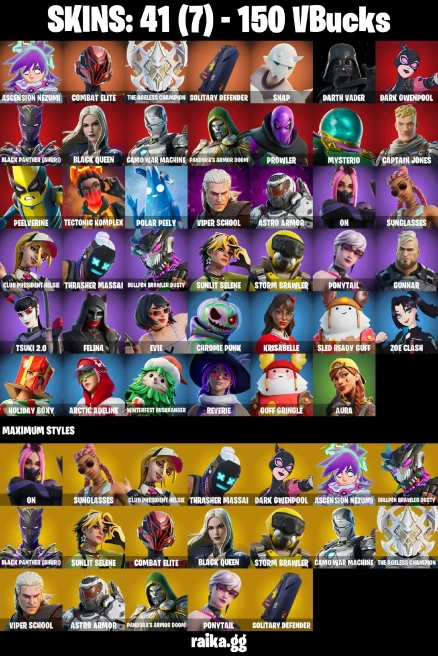 41 skins | Ascension Nezumi | Combat Elite | The Ageless Champion | Solitary Defender | Snap | Darth Vader | A3017