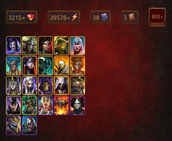 [STARTER]Krisk+Brogni+Little Miss Annie+Rathalos+Adelyn+Michelangelo+Loki+Scyl+Kyoku+Xenomorph+Artak+Wukong+Ankora+38Epics