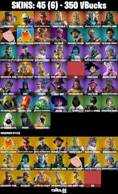 45 skins | Lina Scorch | Subzero Cryptic | Burning Ambition Valeria | Knight's Helm | Immortal Zeus | A3090