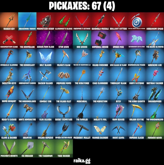 44 skins | Burning Ambition Valeria | Fancy Peter Griffin | Backlash | Ascendant Midas | Zeus | Hades | Poseidon | A3099