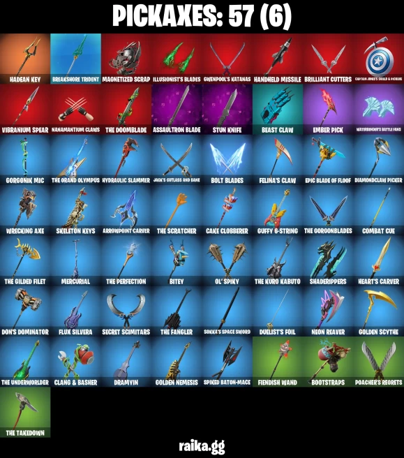 41 skins | Burning Ambition Valeria | Immortal Zeus | Immortal Form | Fancy Peter Griffin | Magmatic Poseidon | Magneto | A3123