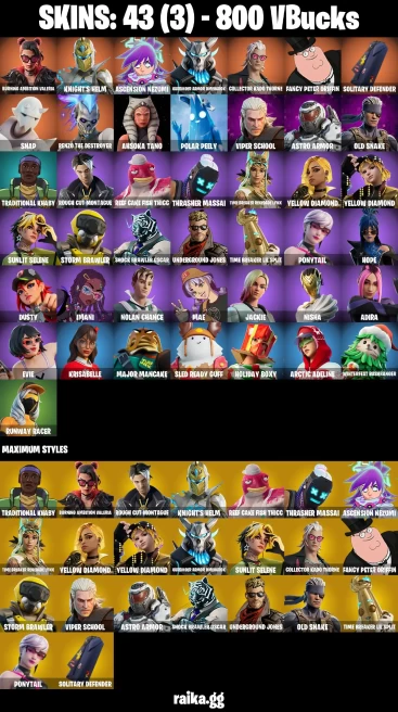 43 skins | Burning Ambition Valeria | Knight's Helm | Ascension Nezumi | Harbinger Armor Omegarok | A3124