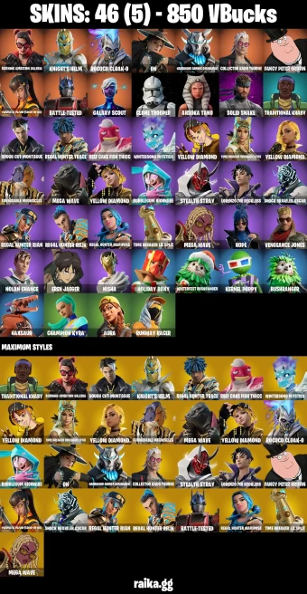 46 skins | Eren Jaeger | Burning Ambition Valeria | Knight's Helm | Rococo Cloak-o | On | Harbinger Armor Omegarok | A3125