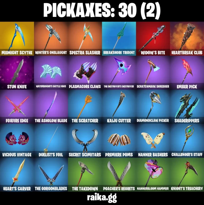 34 skins | Burning Ambition Valeria | Fancy Peter Griffin | Harbinger Armor Omegarok | Knight's Helm | A3265