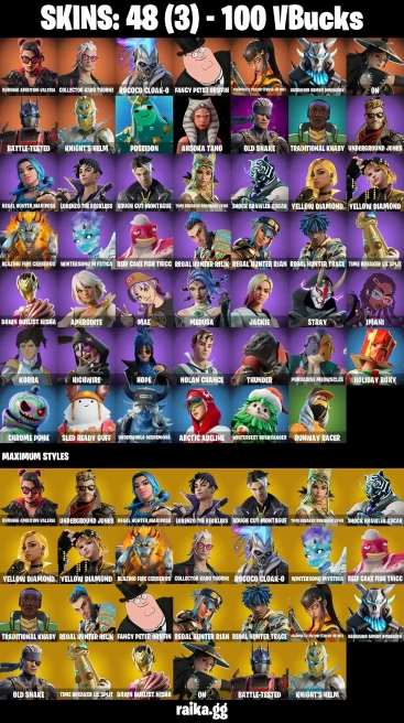 48 skins | Burning Ambition Valeria | Collector Kado Thorne | Rococo Cloak-o | Fancy Peter Griffin | A3280