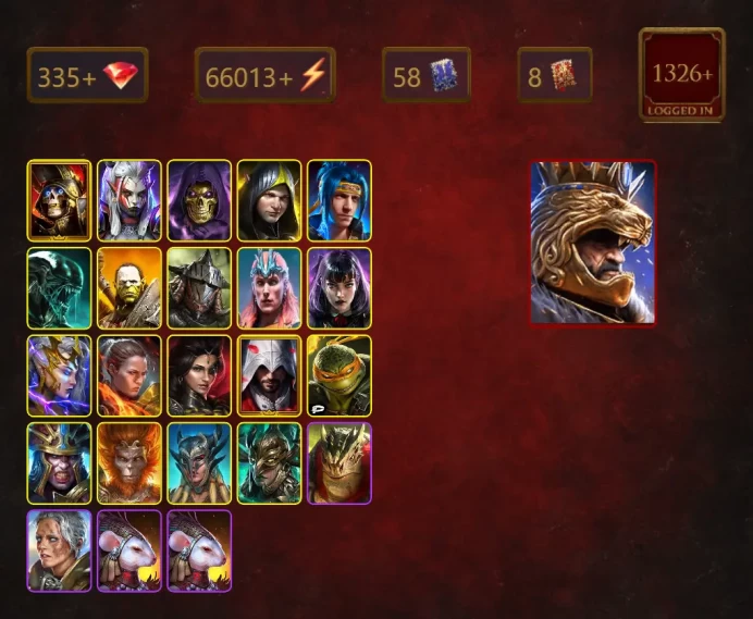 [STARTER]Androc+Ninja+Deathknight+Tomb Lord+Visix+Skeletor+Aleksandr+Xenomorph+Artak+Rathalos+Loki+Alice+Deliana+Ronda+46Epics
