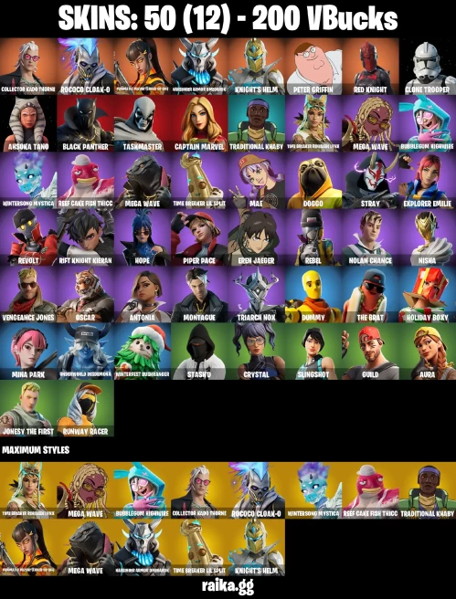 50 skins | Eren Jaeger | Peter Griffin | Collector Kado Thorne | Rococo Cloak-o | Magmatic Mizuki (Cover-up Off) | A3292