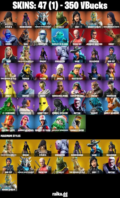 47 skins | Take The Elf | STAGE 8 | OVERCHARGED | Harbinger Armor Omegarok | STAGE 4 | GREY | Knight's Helm | A3307