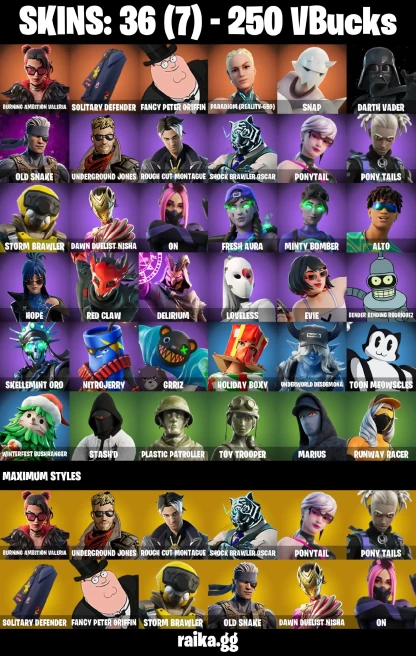 36 skins | Burning Ambition Valeria | Solitary Defender | Fancy Peter Griffin | Paradigm (Reality-659) | Snap | A3316