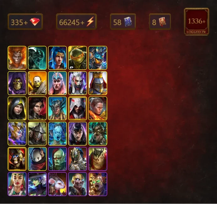 [STARTER]Siphi+Ninja+Wukong+Xenomorph+Michelangelo+Kantra+Roxam+Skeletor+Artak+Loki+Visix+Septimus+Aleksandr+Adelyn+Scyl+64Epics