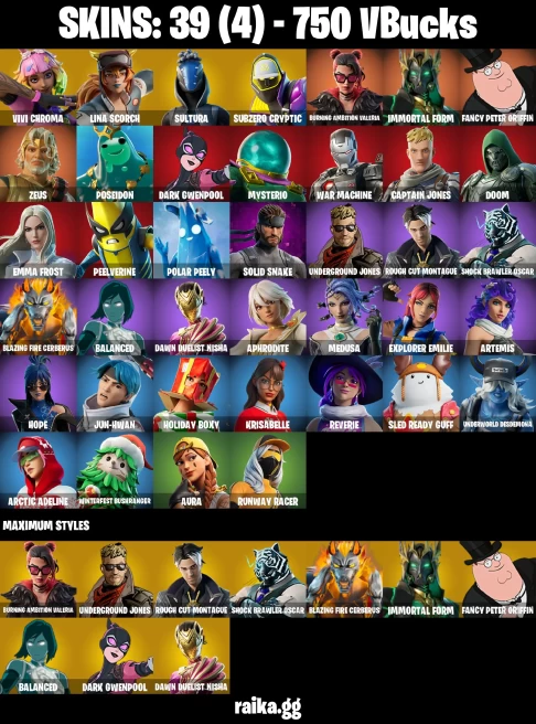 39 skins | Vivi Chroma | Lina Scorch | Sultura | Subzero Cryptic | Burning Ambition Valeria | Immortal Form | A3325