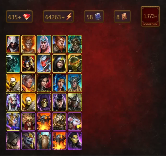 [STARTER]Gnut+Ninja+Ezio Auditore+Wukong+Loki+Boragar+Leminisi the Gold-Wing+Xenomorph+Deathknight+Cruetraxa+Aleksandr+59Epics