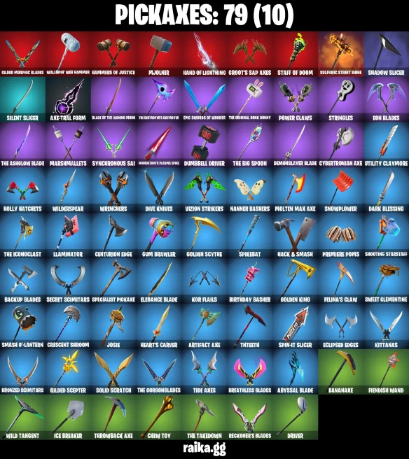 50 skins | Gold Midas | Spider-Man | Ronin (Cape) | Collector Kado Thorne | Gear Specialist Maya | Fade | Groot | Storm | A3407