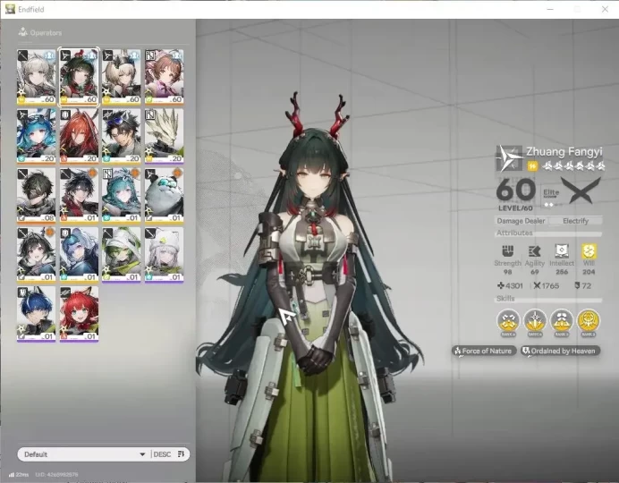 ASIA|Lv41|4SSR(1Limit)+7(*6WEP)|ZhuangFangyiP1+sign,ArdeliaP1+sign,Ember,LastRite|Gryphlink|Check(END1918)