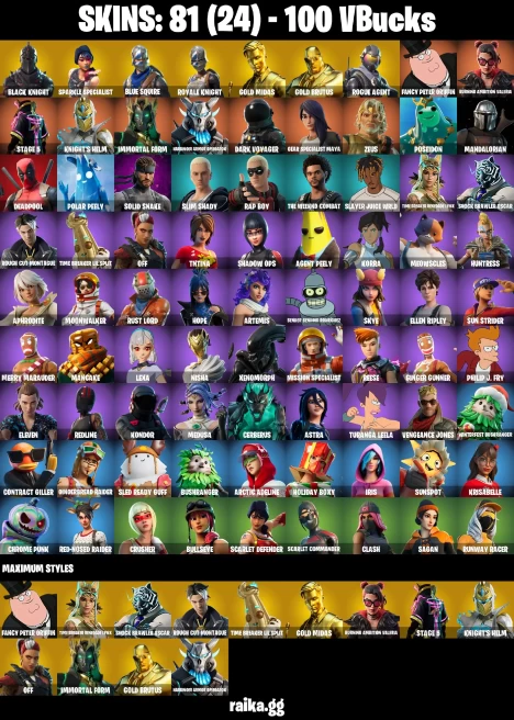 81 skins | Black Knight | Sparkle Specialist | Royale Knight | Blue Squire | Take The L | Astroworld Cyclone | Floss | A3503