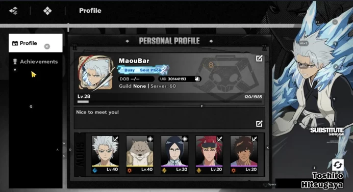 Nuverse SEA|Lv 28| 2 SSR (Toshiro Hitsugaya+Sign Weapon, Sajin Komamura) + 10 SR |LogGoogle|CheckSS (BSR841)