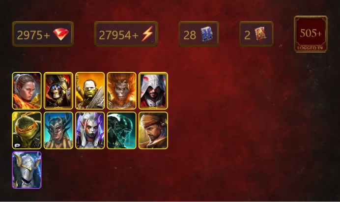 [STARTER]Armanz the Magnificent+Geomancer+Ronda+Deathknight+Artak+Wukong+Ezio Auditore+Michelangelo+Scyl+Visix+Xenomorph+22Epics