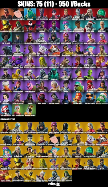 75 skins | Spider-Man (Miles Morales) | Burning Ambition Valeria | Fancy Peter Griffin | Poseidon | A3816