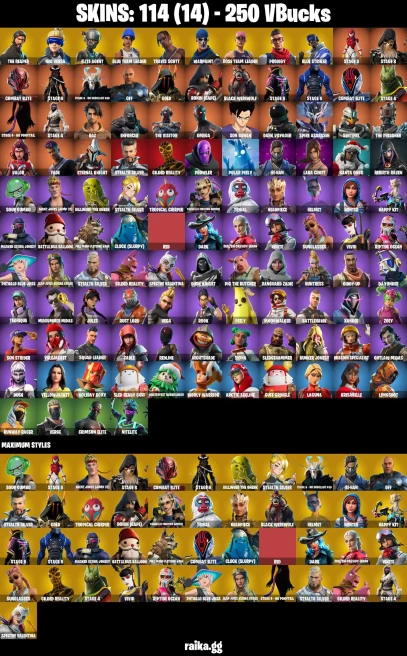 114 skins | Travis Scott | The Reaper | Take The L | Lara Croft | Orange Justice | Neo Versa | Elite Agent | A3940