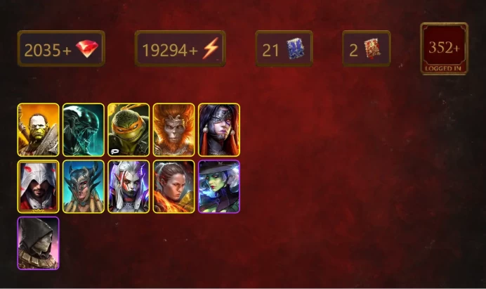 [STARTER]Kyoku+Geomancer+Artak+Xenomorph+Michelangelo+Wukong+Ezio Auditore+Scyl+Visix+Ronda+High Khatun+Hoskarul+15Epics