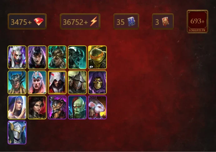 [STARTER]Martyr+Geomancer+Visix+Alice+Leminisi the Gold-Wing+Xenomorph+Michelangelo+Scyl+Loki+Ezio Auditore+Rathalos+25Epics