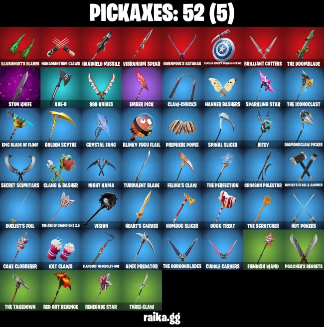 30 skins | Fancy Peter Griffin | Burning Ambition Valeria | Pandora's Armor Doom | Camo War Machine | Black Queen | A3976