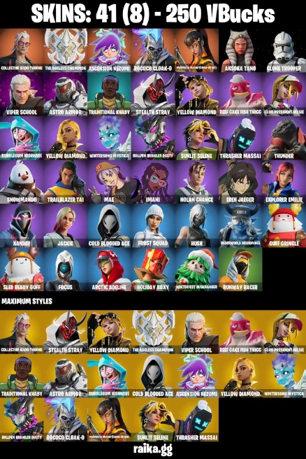 41 skins | Eren Jaeger | Collector Kado Thorne | The Ageless Champion | Ascension Nezumi | Rococo Cloak-o | A3991