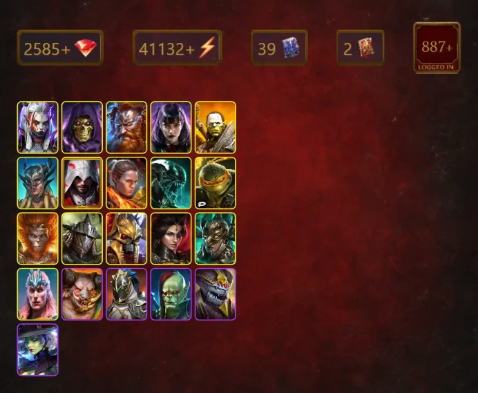 [STARTER]Nekhret+Thor+Visix+Skeletor+Alice+Artak+Scyl+Ezio Auditore+Ronda+Xenomorph+Michelangelo+Wukong+Rathalos+Adelyn+34Epics