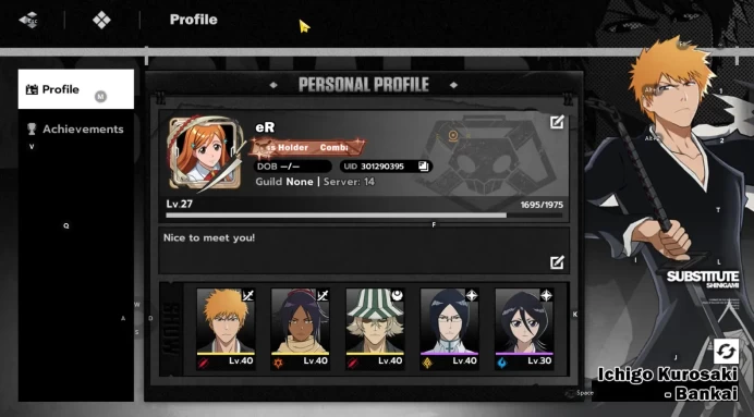 Sv SEA Nuverse |Lv27|3 SRR(Ichigo+Sign,Kisuke+Sign,Yoruichi) 8SR(Uryu,Renji,Rukia,Etc)|Log Google(BSR733)