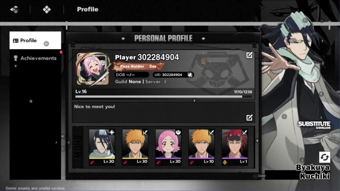 Nuverse SEA Lv 16|2 SRR(Ichigo+Byakuya)9SR(Ichigo,Rukia,Yachiru,Nemu)|400 Jade|Log Google(BSR702)