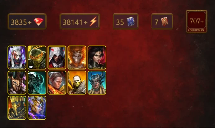 [STARTER]Acrizia+Roshcard+Visix+Michelangelo+Ezio Auditore+Wukong+Adelyn+Xenomorph+Ronda+Artak+Scyl+Deliana+Missionary+28Epics