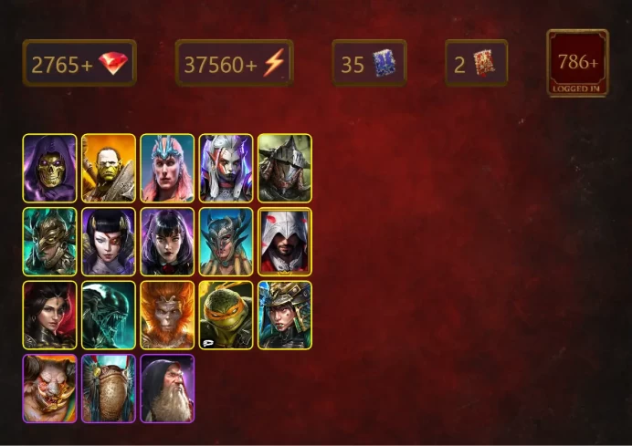 [STARTER]Harima+Lady Kimi+Skeletor+Artak+Loki+Visix+Rathalos+Leminisi the Gold-Wing+Alice+Scyl+Ezio Auditore+Adelyn+34Epics