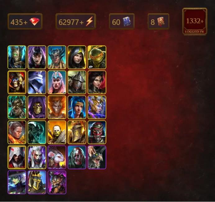 [STARTER]Onryo Ieyasu+Ninja+Kalvalax+Alice+Scyl+Aleksandr+Michelangelo+Deathknight+Black Knight+Loki+Rathalos+Adelyn+51Epics
