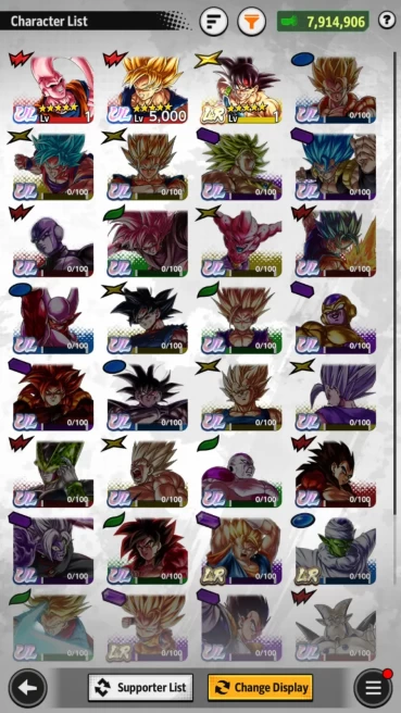 Lvl 147|7,9M TotalPower|CC 12K|1LR+2UR|Bardock,SS Goku,Buu Super|RA556B