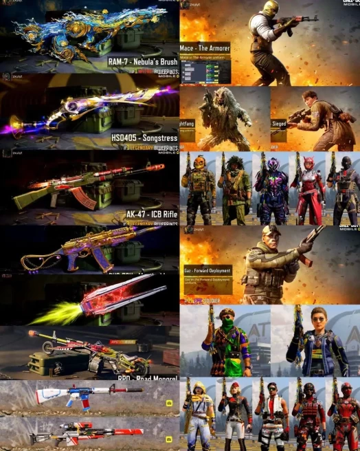 CoD Mobile | Indian 10cp | 1 Mythic | 4 Legend | RAM Nebulas Brush HS0405 Songstress ak47 icb rifle skin mace only Activision 