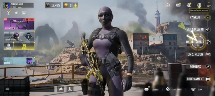 CoD Mobile | Indian 10cp| 7 Legend | snowboard PP19 Bizon JINGLE-55 CX 9 Vibrant Ashes Roze rook 