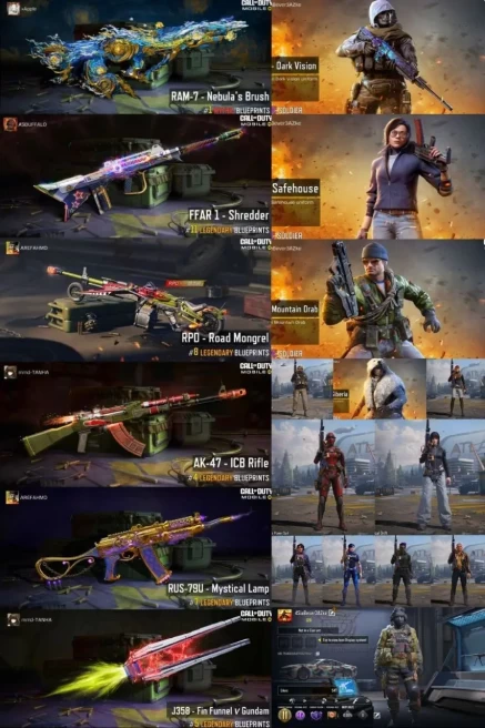 CoD Mobile | Indian 10cp | 1 Mythic | 5 Legend | RAM 7 Nebulas Brush  FFAR shredder rpd ak47 only Activision 