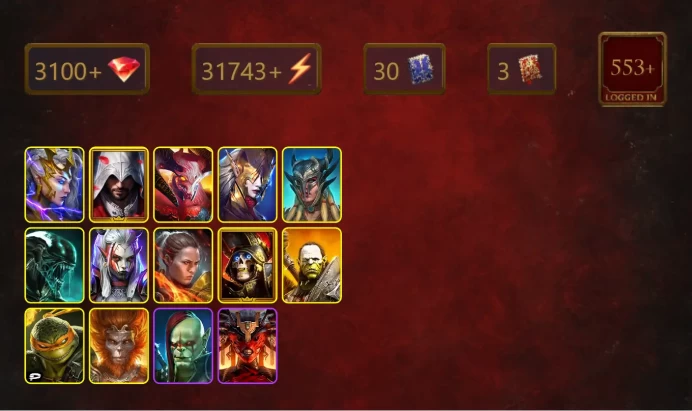 [STARTER]Mortu-Macaab+Lanakis+Deliana+Ezio Auditore+Scyl+Xenomorph+Visix+Ronda+Deathknight+Artak+Michelangelo+Wukong+25Epics