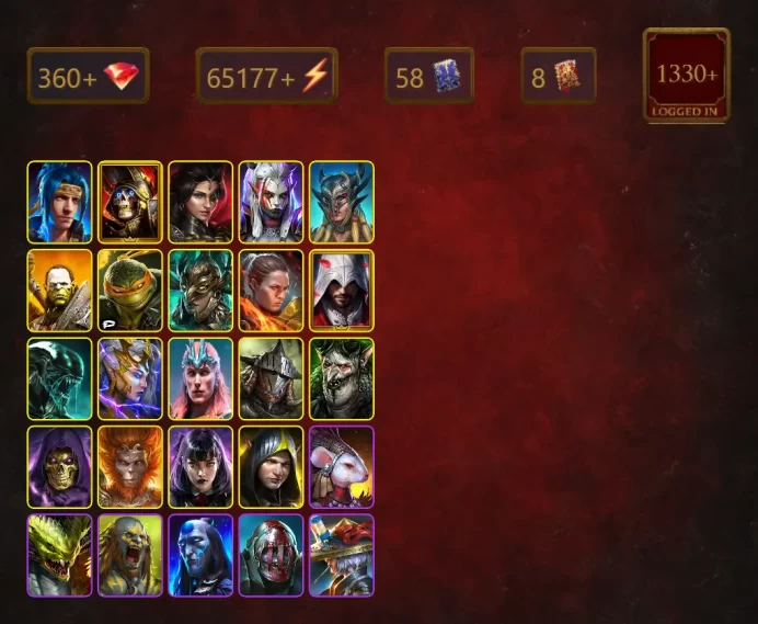 [STARTER]Ninja+Maneater+Deathknight+Adelyn+Lugan the Steadfast+Visix+Scyl+Artak+Michelangelo+Leminisi the Gold-Wing+60Epics