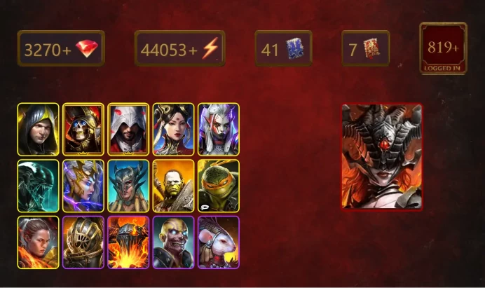 [STARTER]Shu-Zhen+Kurosa the Covetous+Aleksandr+Deathknight+Ezio Auditore+Visix+Xenomorph+Deliana+Scyl+Artak+41Epics